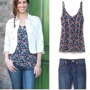 Cabi Flirt Cami Camisole Tank Top Blouse Strappy Adjustable Sleeveless Floral S